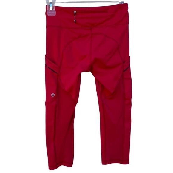 Lululemon Run Mod Moves Crop Leggings Womens Size 2 Red Pull-on Low Rise Workout - Picture 9 of 11